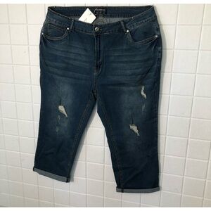 NWT Plus Size Dark Wash Distressed Jeans